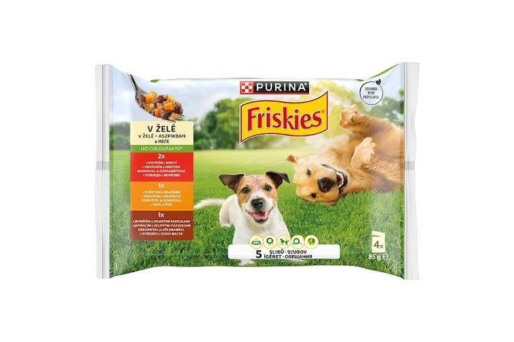 Friskies teljes értékű kutyaeledel felnőtt kutyák számára aszpikban 4 x 85 g (340 g)