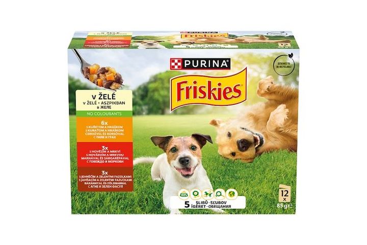 Friskies teljes értékű kutyaeledel felnőtt kutyák számára aszpikban 12 x 85 g (1020 g)