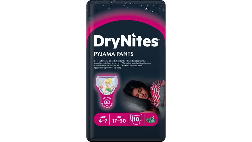 Drynites Night Diapers Girl, 10 stk, 4-7 år 10pcs