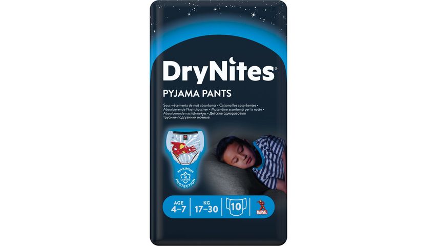 DryNites Night Diapers Boy 10 stk, 4-7 år 10pcs