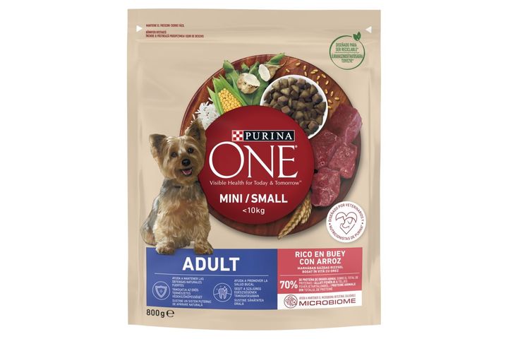 Purina One Mini/Small <10 kg Complete Pet Food for Adult Dogs Rich in Beef with Rice 800 g