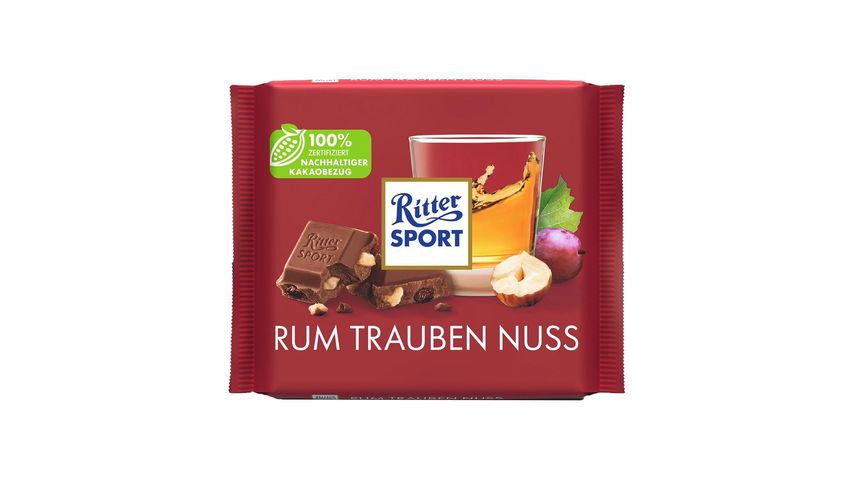 Ritter Sport tejcsokoládé rummal, mazsolával és mogyoróval 100 g