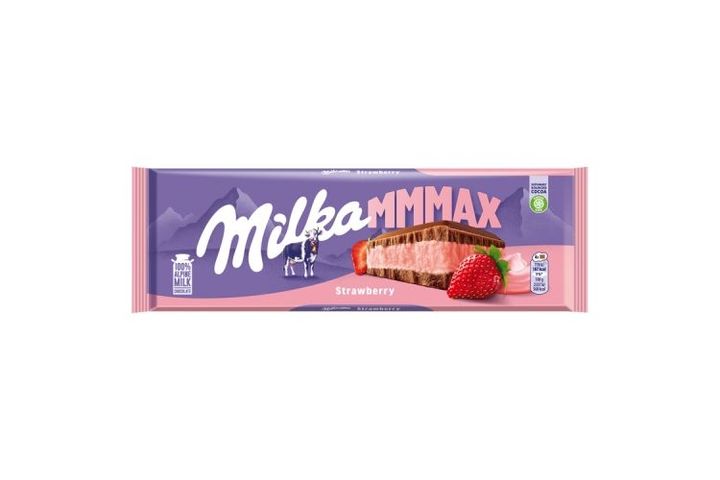 Milka Mmmax Alpine Milk Chocolate with Strawberry Filling 300 g