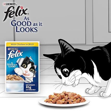 Buy Purina Felix Adult Cat with Chicken In Jelly, 85g Online in