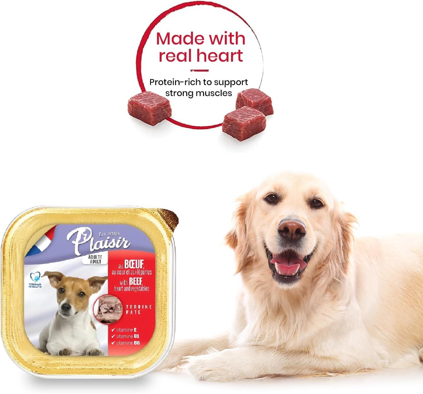 Buy Plaisir Dog Food Pate with Beef Vegetable 300 g Online in UAE