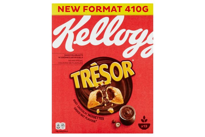 Kellogg's Trésor Cereal Pillows Made of Mixed Grains with Chocolate Hazelnut Filling 410 g