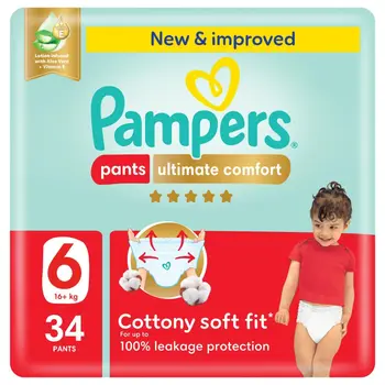 Pampers Ultimate Comfort Pants Diapers, Size 6,16 34Pieces