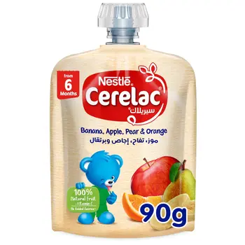 Nestle Cerelac Banana Apple Pear & Orange Fruits Puree Baby Food From 6 Months 90g