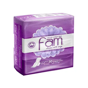 Fam Classic With Wing Natural Cotton Feel Maxi Thick Super Sanitary 30Pieces