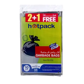 Hotpack Black Large 55 Gallon 80 x 110 cm 30 Pcs  Garbage Bag  ( 2 + 1 Free )