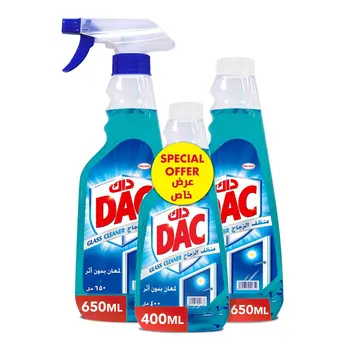 Dac Glass Cleaner 650 Ml X 2 + 400 Ml Free