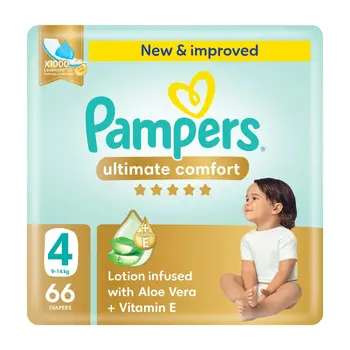 Pampers Ultimate Comfort Taped Diapers, Size 4, 9-14 66Pieces