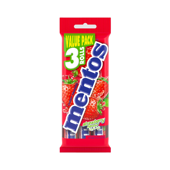 Mentos Chewy Candy Strawberry Flavor Triple Pack 3 Pcs x 37 g