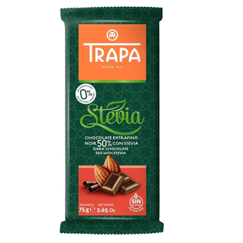 Trapa Noir 50% Stevia Chocolate Bar 75G