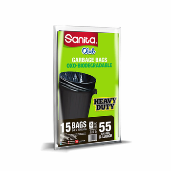 Sanita Garbage Bag 55 Gallon Flat 15Bags