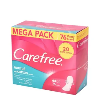 Carefree Pantyliners Cotton Feel with Aloe 76Pieces