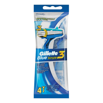 Gillette Blue Simple 3 Men's Disposable Razors 4pieces