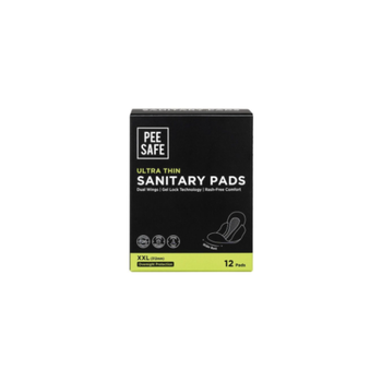 Peesafe Ultra-Thin Sanitary Pads With Wings, Overnight Protection, Extra Long Xxl  12Pieces