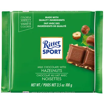 Ritter Sport Milk Chocolate With Chopped Hazelnuts 100G