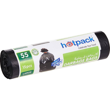 Hotpack Large Heavy Duty Black Garbage Bags 80 x 110 cm 55 Gallons 15 Pcs