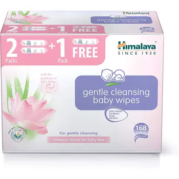 Himalaya Gentle Cleansing Baby Wet Wipes (2+1)*56, 168 Pcs