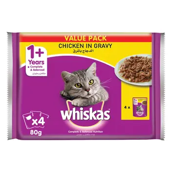 Whiskas Wet Cat Food Chicken Pouch 80g (Pack of 4)
