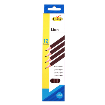Class HP-2 Lion Pencils with Erasers Pack of 12 Pcs