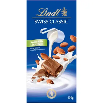 Lindt Milk Whole Almond Chocolate 100g