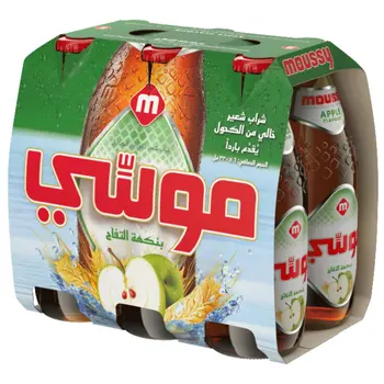 موسي شراب شعير تفاح خالي من الكحول حزمة 330 مل × 6عبوات