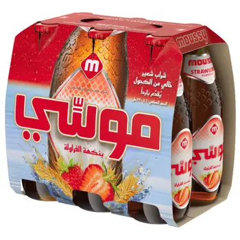 موسي شراب الشعير بالفراولة خالي من الكحول حزمة 330 مل × 6عبوات