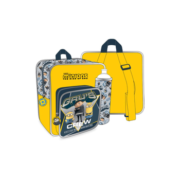 Minions School Backpack With Water Bottle And Lunch Box Yellow And Blue 11Inch 3Pieces