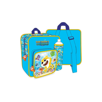 Baby Shark Girls School Backpack With Water Bottle And Lunch Box Blue 11Inch 3Piece