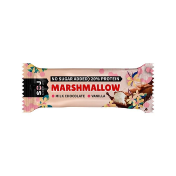 Soj No Added Sugar 20% Protein Bar With Marshmallow, Milk Chocolate & Vanilla 30g