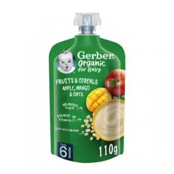 Gerber Apple Mango Organic Porridge Baby From 6 Months Food 110g