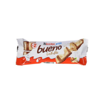 Kinder Bueno White Chocolate Bar in Wafer with Hazelnut Cream, 2 Individually Wrapped Bars, 39g