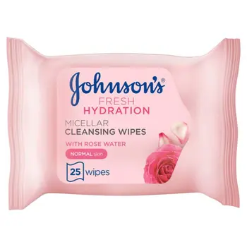 Johnson’s Micellar Cleansing Wipes Normal Skin With Rose Water 25Pieces