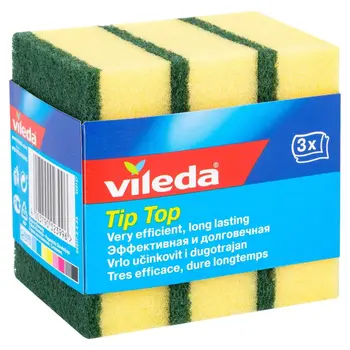 Vileda Tip Top Long Lasting Dishwashing Sponge 3 Pcs