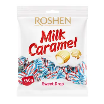 Roshen Sweet Drop Milk Hard Candies with Milk Filling Bag 150 g