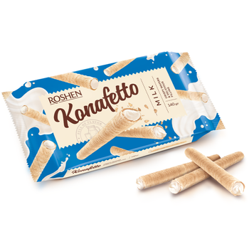 Roshen Konafetto Wafer Rolls with Milk Cream Filling 140 g