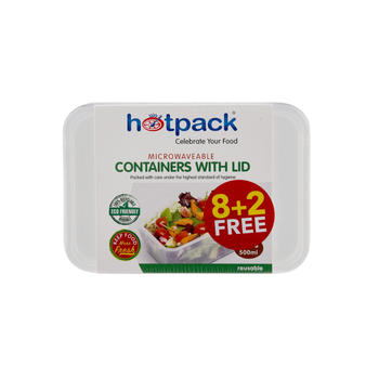 Hotpack Rectangular Microwavable Reusable Container With Lid 500 ml