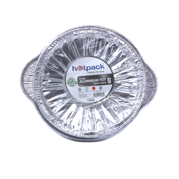 Hot Pack Aluminum Disposable Pot Container with Hood 21cm 5 Pcs