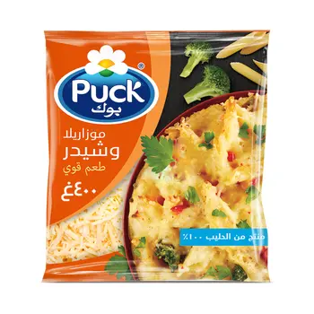 Puck Mozzarella & Cheddar Shredded Cheese AF 400g