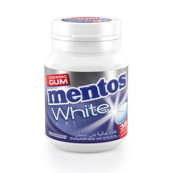 Mentos White Gum Peppermint Sugar-Free Bottle 38pieces