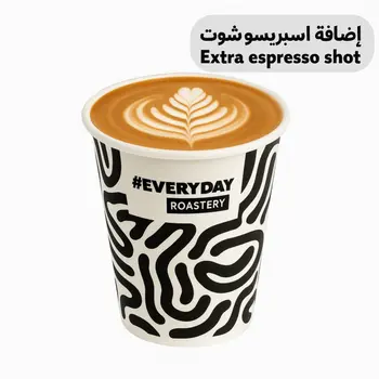 كابتشينو ساخن (حجم عادي) + اسبريسو شوت إضافية 2قطعة