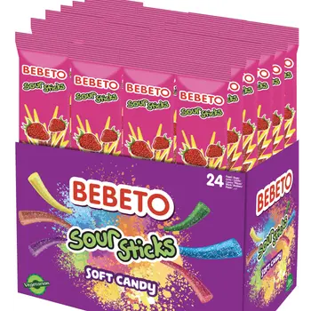 Bebeto Jelly Sour Sticks Strawberry 30g