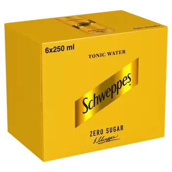 Schweppes Zero Sugar Tonic Water Premium Sparkling Carbonated Drink Can Pack 6×250Ml