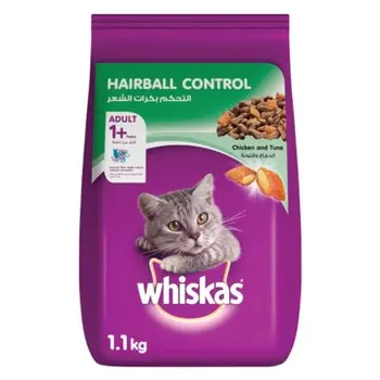 Whiskas Chicken & Tuna Hairball Control Dry Food For Adult Cats 1.1Kg