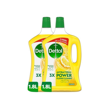Dettol Lemon Antibacterial Power Floor Cleaner, 1.8L, Twin Pack
