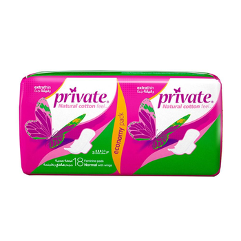 Private Natural Cotton Feel Extra Thin Sanitary Pads Normal 18Pieces