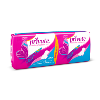 Private Natural Cotton Feel Extra Thin Super Sanitary 16Pieces